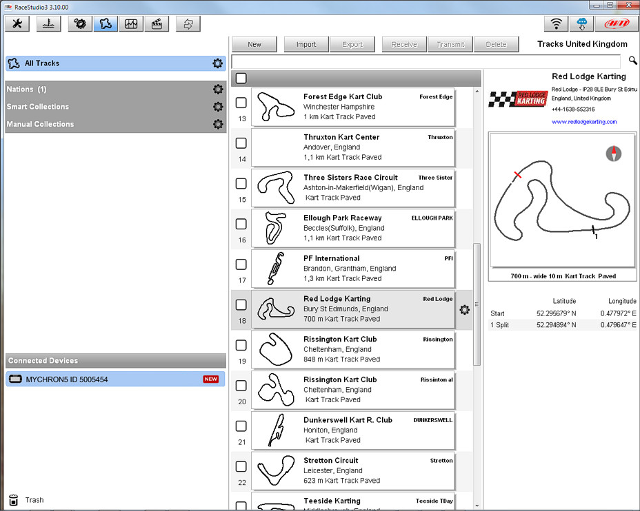 Kamel Robust løn AiM MyChron5SS/MyChron5SS 2T - AiM track database