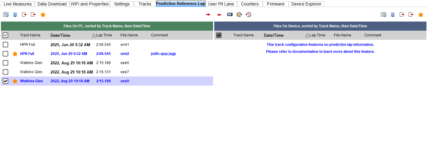 Device predictive reference laps window
